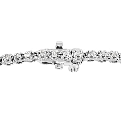 NY CLOSEOUT 10K White Gold G-H I2 Diamond Tennis Bracelet (7.00 In) 8 Grams 1.00 ctw