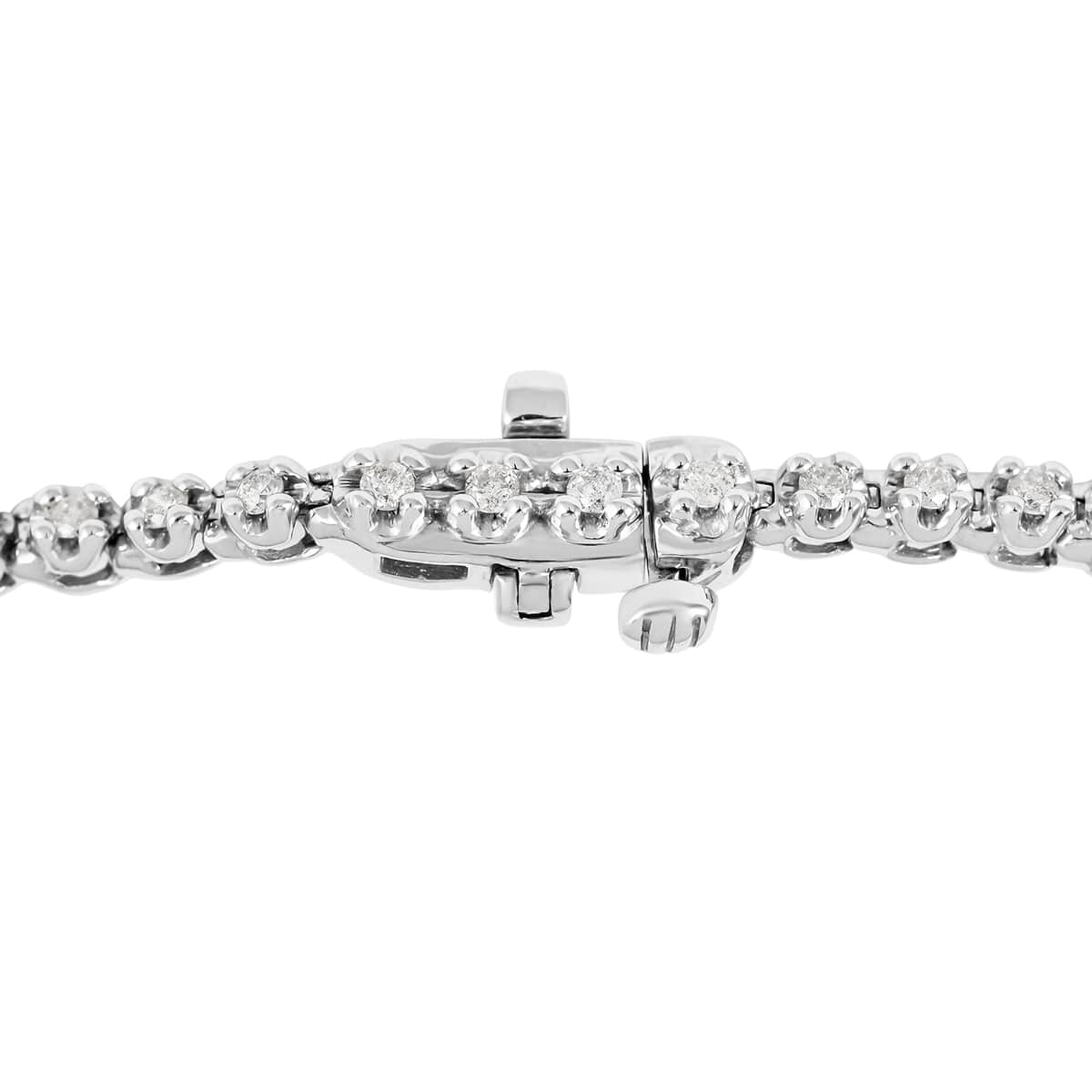 NY CLOSEOUT 10K White Gold G-H I2 Diamond Tennis Bracelet (7.00 In) 8 Grams 1.00 ctw image number 3