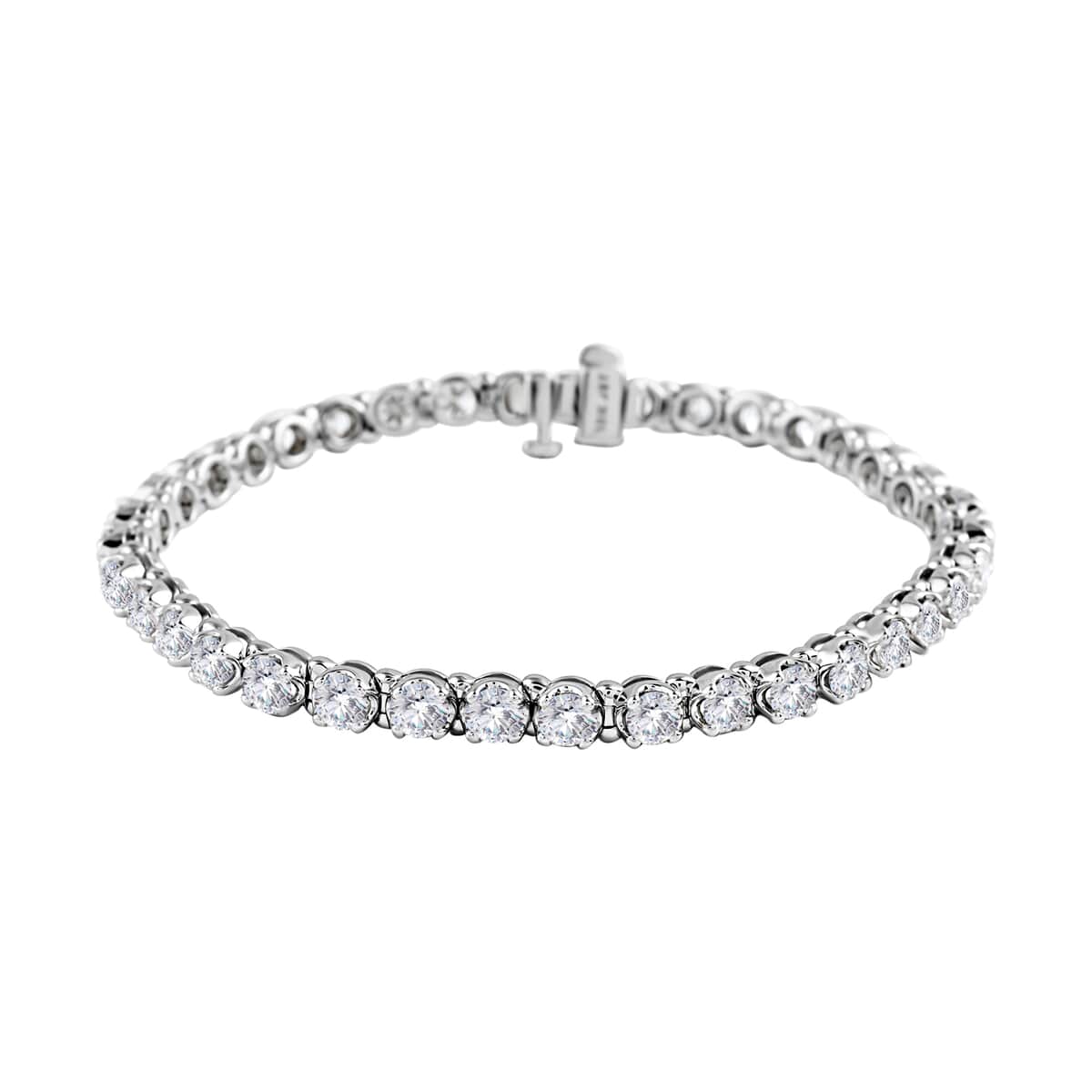 NY Closeout 10K White Gold Diamond Line Tennis Bracelet (7.00 In) 12.40 Grams 7.00 ctw image number 0