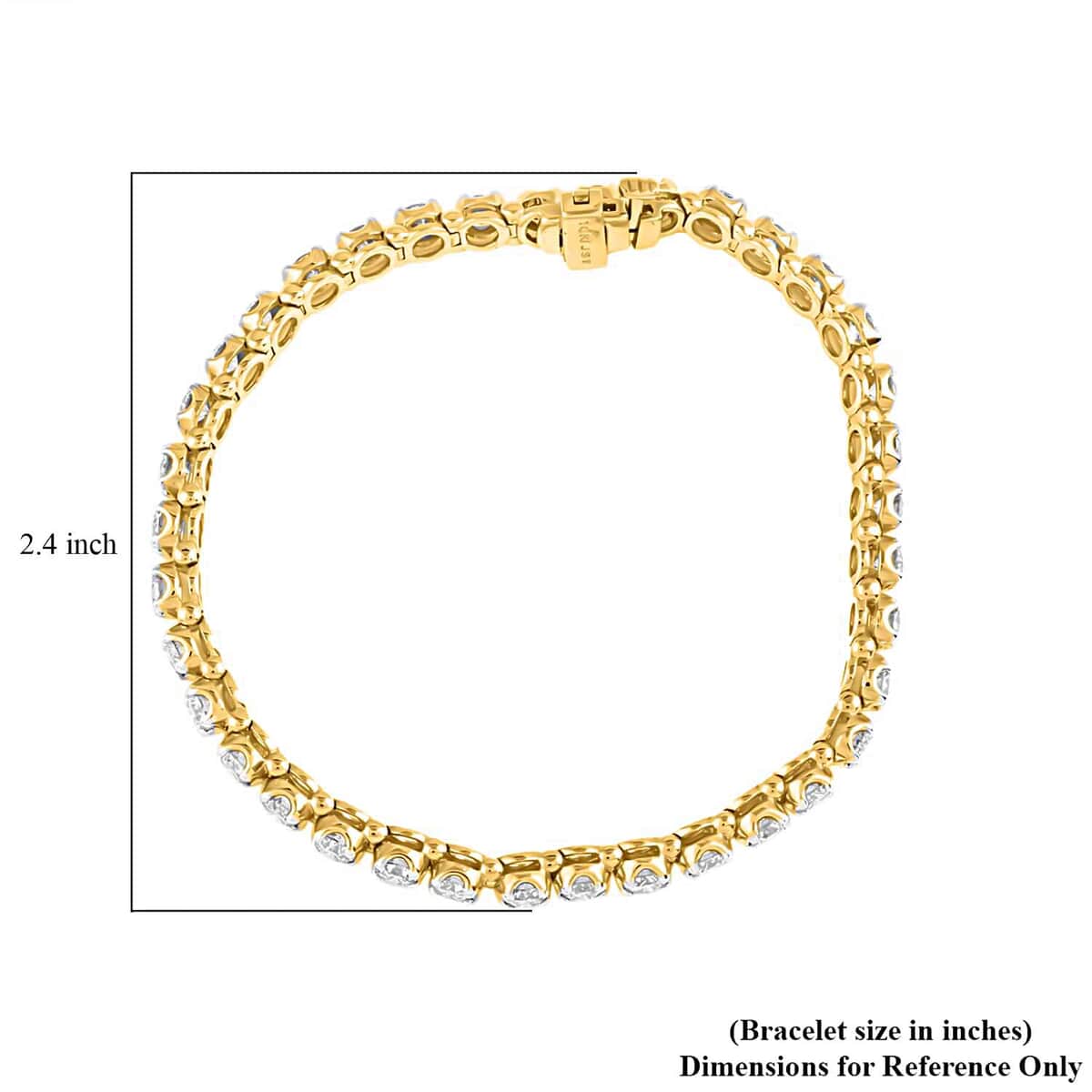 NY Closeout 10K Yellow and White Gold Diamond Straight Line Tennis Bracelet (7.00 In) 12.40 Grams 7.00 ctw image number 3