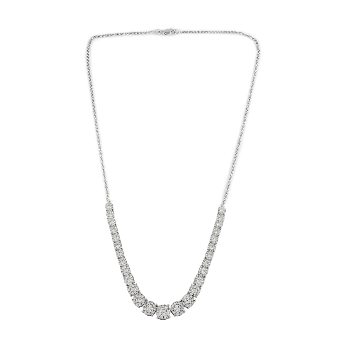 NY CLOSEOUT 14K White Gold I1-SI Diamond Necklace 18 Inches 9.9 Grams 5.00 ctw image number 1