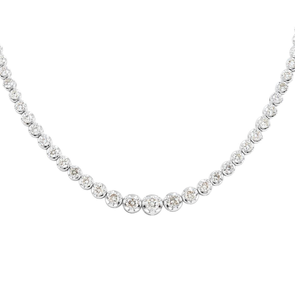 NY CLOSEOUT 10K White Gold H-I SI Diamond Necklace 16 Inches 17.50 Grams 4.00 ctw image number 0
