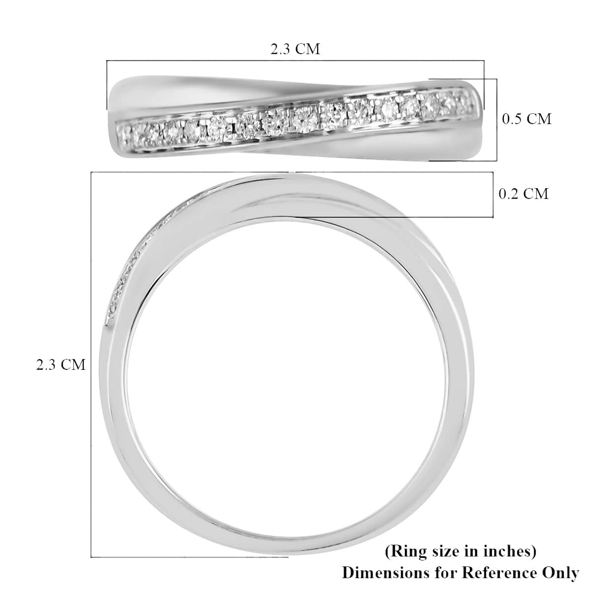 NY CLOSEOUT 10K White Gold G-H SI Diamond Slanted Band Ring (Size 7.0) 2.30 Grams 0.20 ctw image number 4