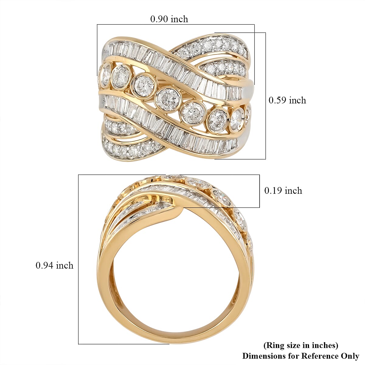 NY CLOSEOUT 14K Yellow and White Gold G-H I1 Diamond Bypass Fashion Ring (Size 7.0) 7.15 Grams 2.00 ctw image number 4