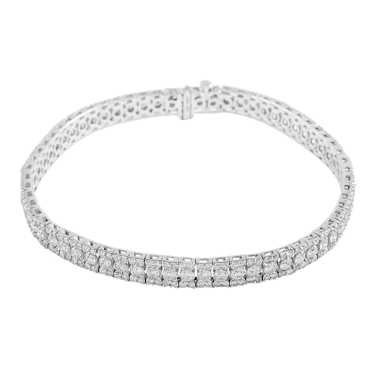 NY CLOSEOUT 10K White Gold G-H I1-I2 Diamond Multi Rows Bracelet (7.00 In) 10.65 Grams 6.00 ctw image number 0