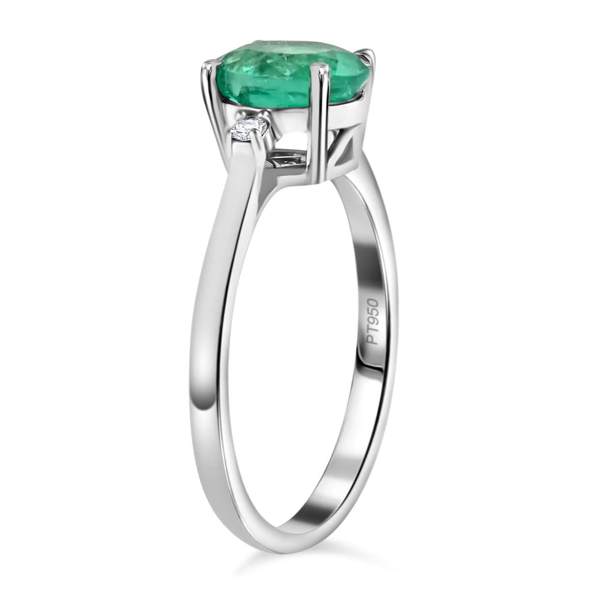 Certified & Appraised Rhapsody 950 Platinum AAAA Boyaca Colombian Emerald and E-F VS Diamond Ring (Size 6.0) 4.40 Grams 1.40 ctw image number 3