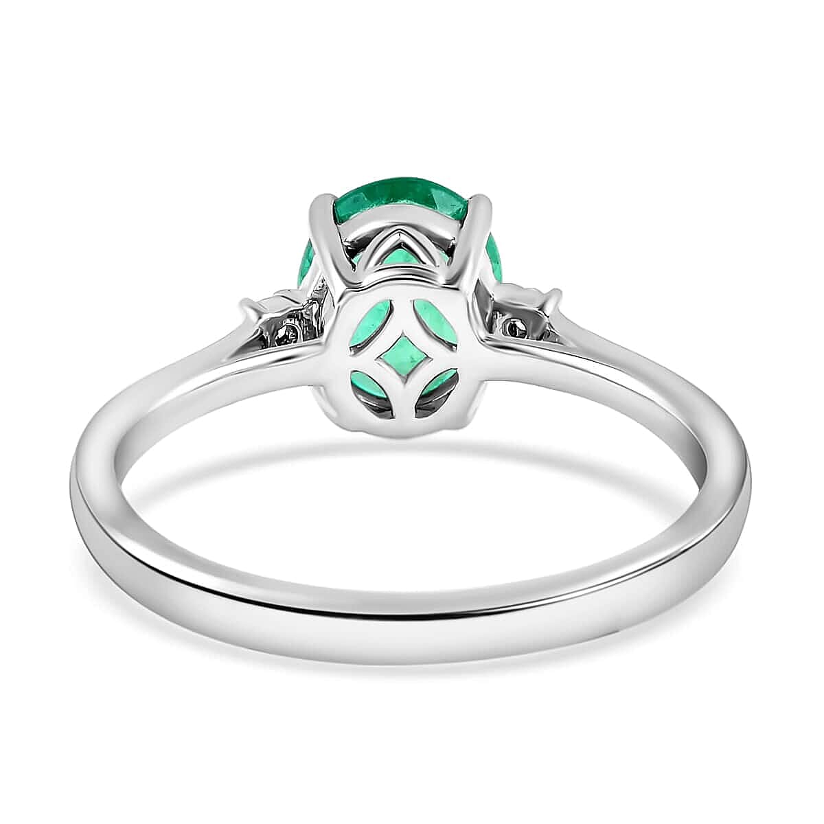 Certified and Appraised Rhapsody AAAA Boyaca Colombian Emerald and E-F VS Diamond 1.40 ctw Ring in 950 Platinum (Size 6.0) 4.40 Grams