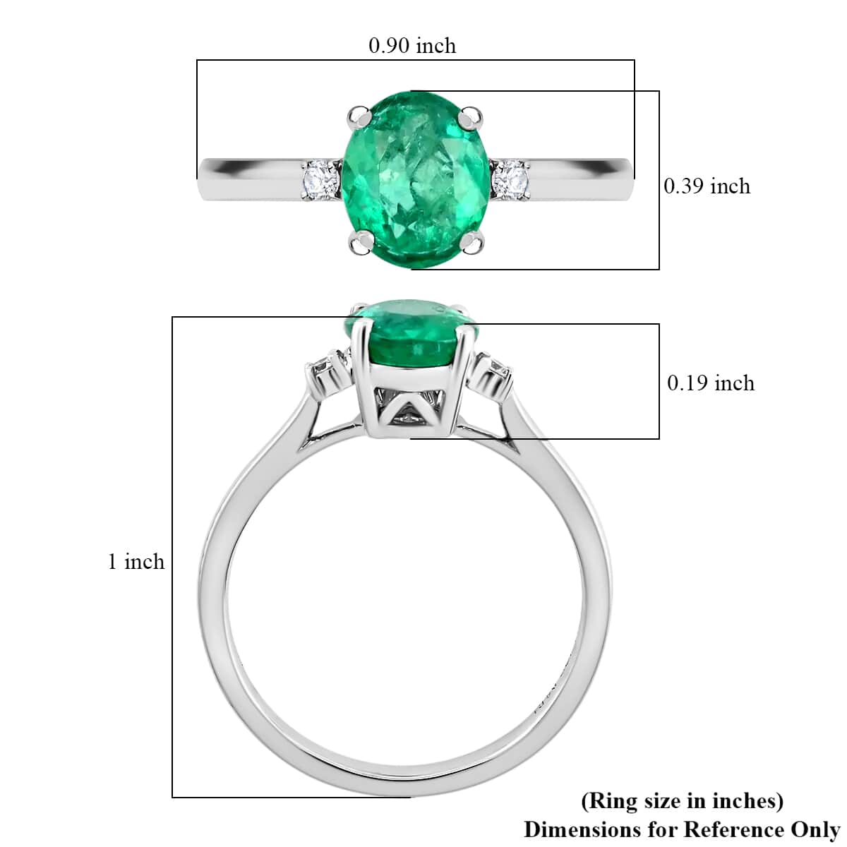 Certified & Appraised RHAPSODY 950 Platinum AAAA Boyaca Colombian Emerald and E-F VS Diamond Ring 4.40 Grams 1.40 ctw image number 5