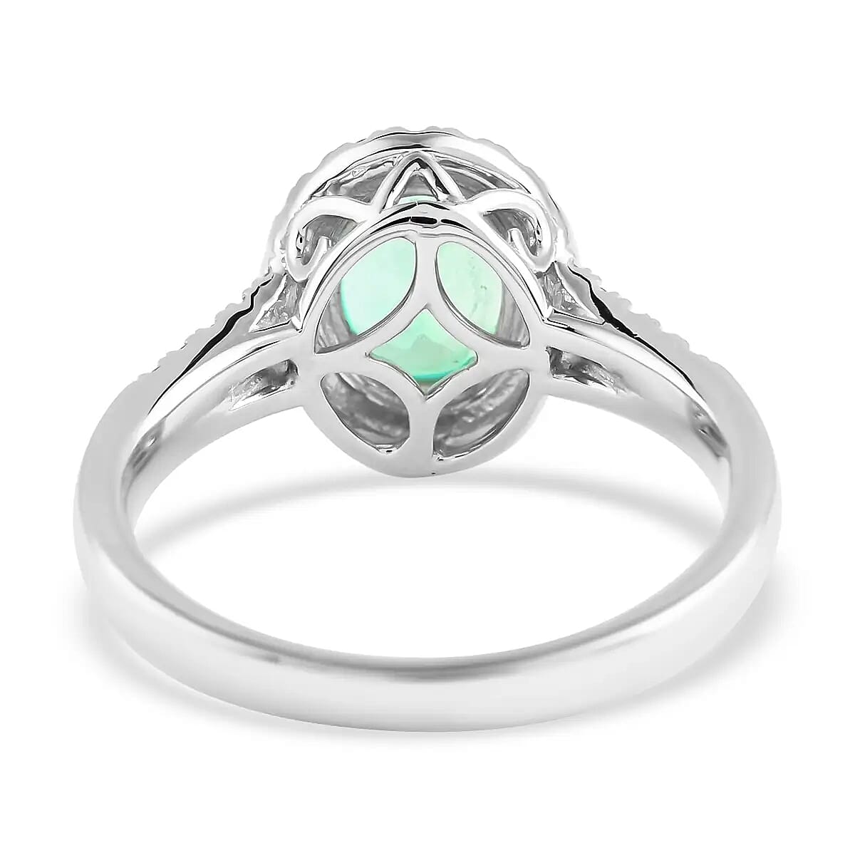 Certified Rhapsody 950 Platinum AAAA Boyaca Colombian Emerald and E-F VS Diamond Ring (Size 8.0) 6.15 Grams 2.35 ctw image number 4