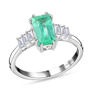 Certified & Appraised Rhapsody 950 Platinum AAAA Boyaca Colombian Emerald and E-F VS Diamond Ring (Size 7.0) 4.75 Grams 2.10 ctw