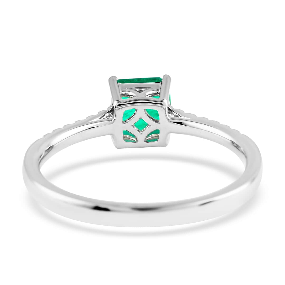 Certified Rhapsody 950 Platinum AAAA Boyaca Colombian Emerald and E-F VS Diamond Ring (Size 6.0) 3.90 Grams 1.15 ctw image number 4