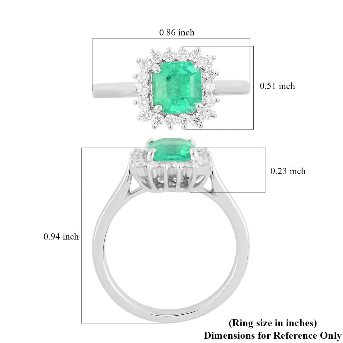 Certified Rhapsody 950 Platinum AAAA Boyaca Colombian Emerald and E-F VS Diamond Sunburst Ring (Size 6.0) 5 Grams 1.35 ctw image number 5