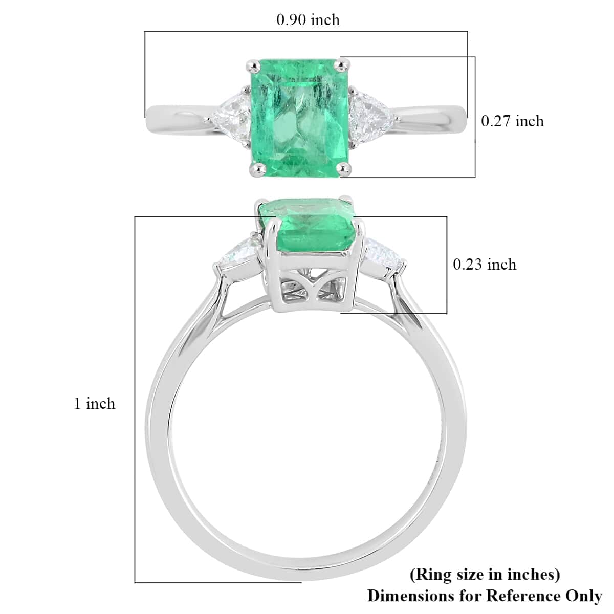 Certified and Appraised RHAPSODY 950 Platinum AAAA Boyaca Colombian Emerald and E-F VS Diamond Ring 3.85 Grams 1.50 ctw image number 5