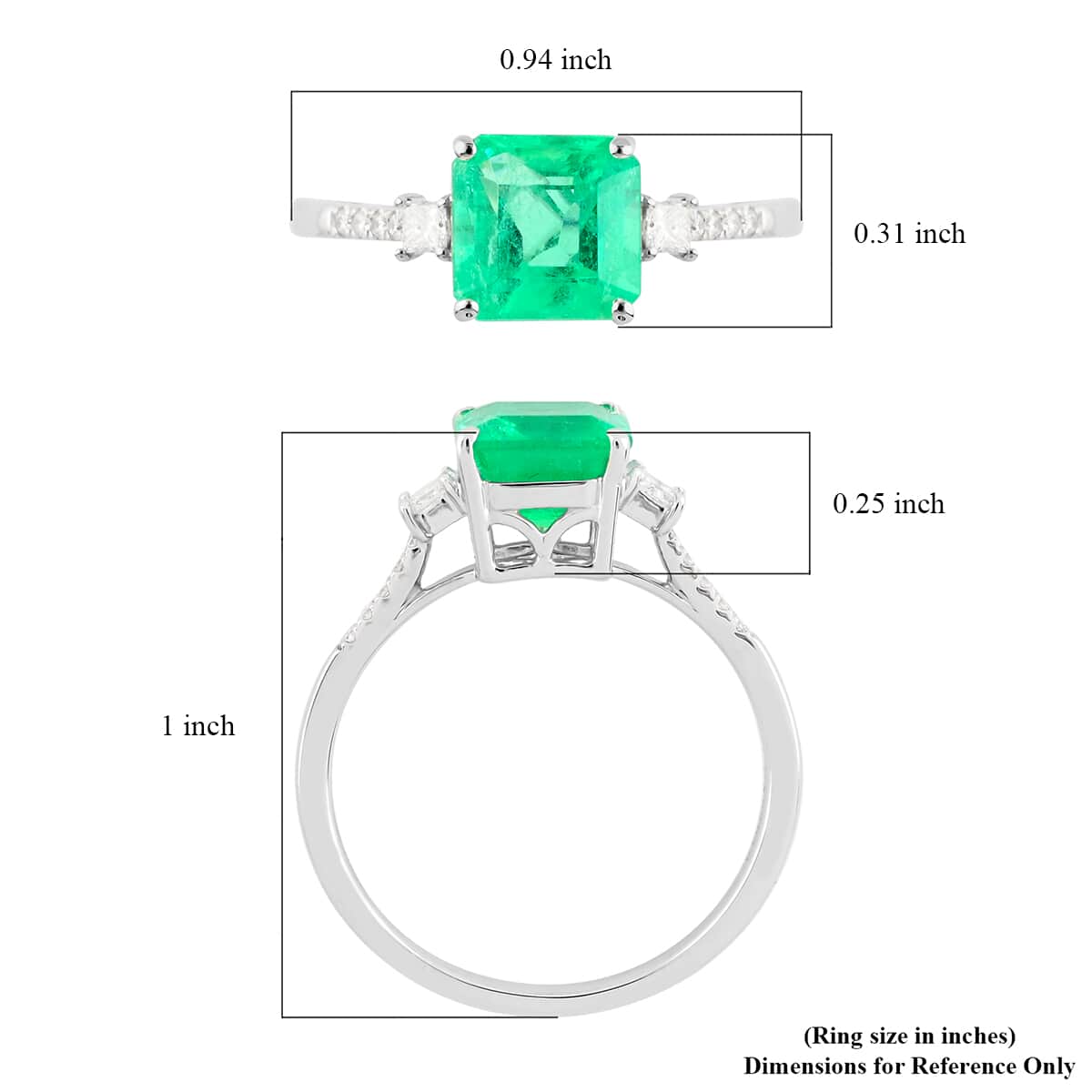 Certified and Appraised RHAPSODY 950 Platinum AAAA Colombian Emerald and E-F VS Diamond Ring 3.85 Grams 2.00 ctw image number 5