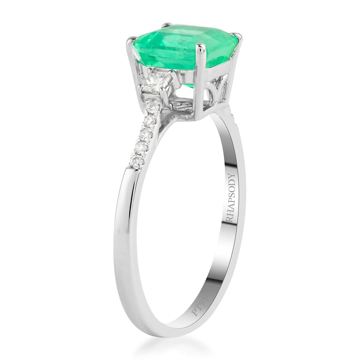 Certified Rhapsody 950 Platinum AAAA Colombian Emerald and E-F VS Diamond Ring (Size 8.0) 2.00 ctw image number 3