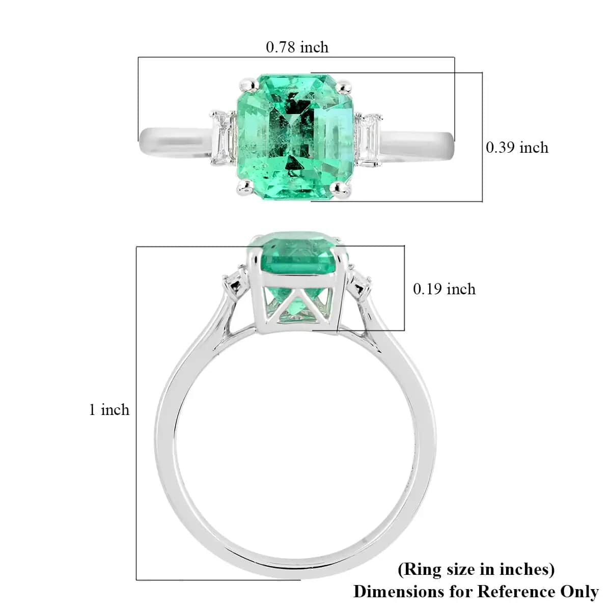 Certified & Appraised RHAPSODY 950 Platinum AAAA Boyaca Colombian Emerald and E-F VS Diamond Ring 4 Grams 2.25 ctw image number 5