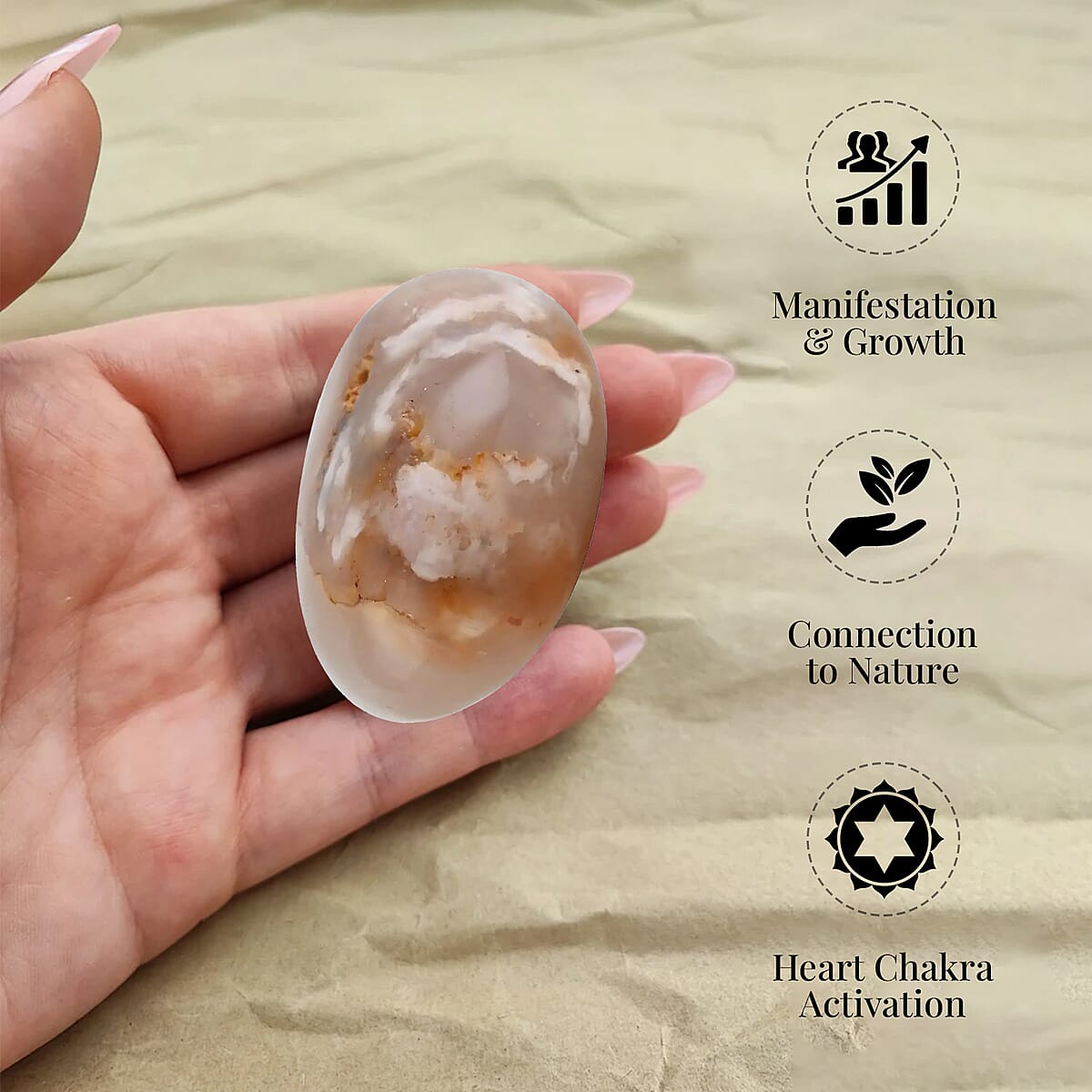 Flower Agate Pebble -M image number 1