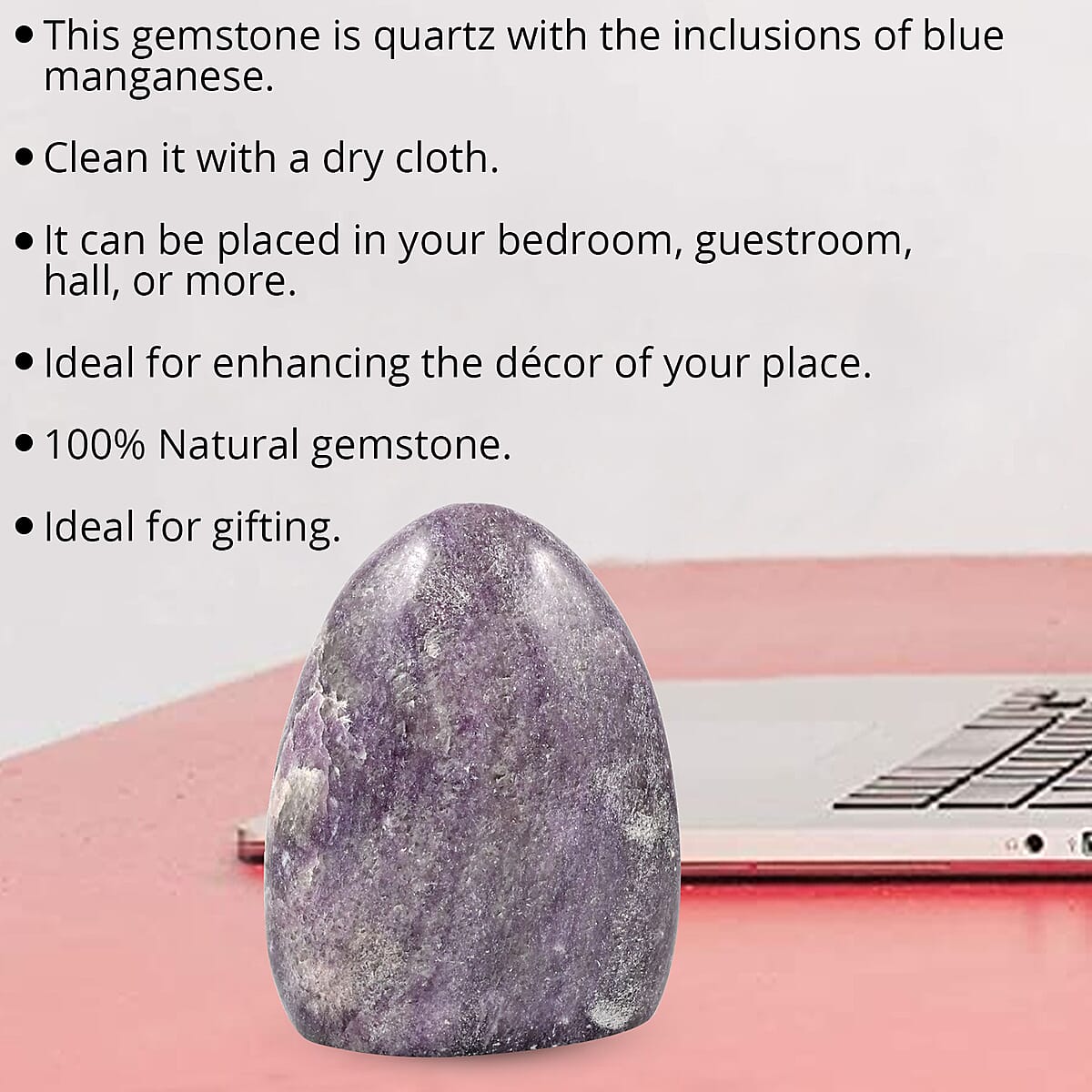 Lepidolite Purple Gemstone Home Decor Figurine -M (Approx 3561 ctw) image number 2