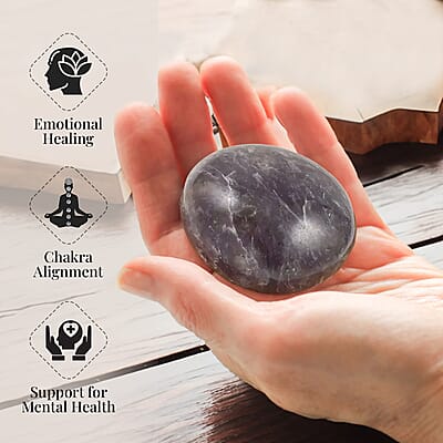 Lepidolite Palm Stone (Approx 767 ctw) , Gem Lepidolite Palm Stone , Raw Lepidolite Purple