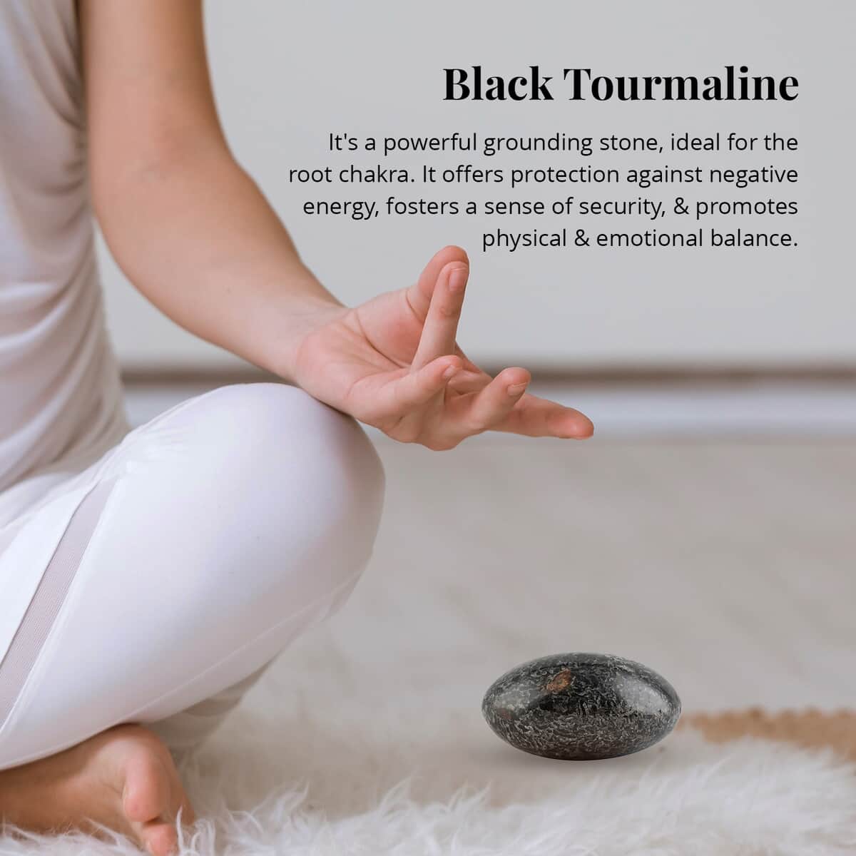 Black Tourmaline Crystal Oval Palm Stone, Palm Stones for Anxiety , Palm Root Stone , Stone for Relaxation , Meditation and Crystal Healing Cabochons image number 2