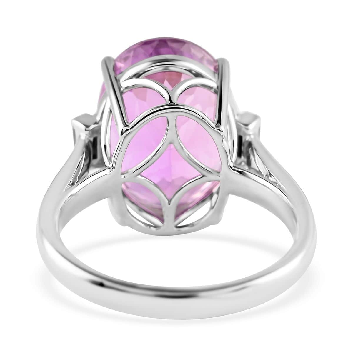 Certified & Appraised Rhapsody AAAA Patroke Kunzite and E-F VS Diamond 10.55 ctw Ring in 950 Platinum (Size 7.0) 7.86 Grams image number 4