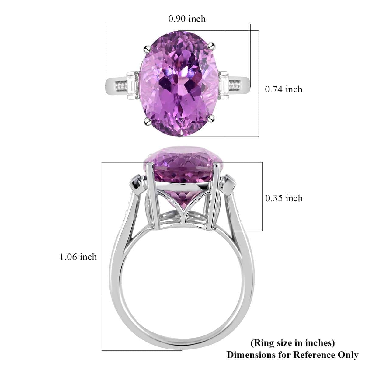 Certified & Appraised Rhapsody AAAA Patroke Kunzite and E-F VS Diamond 10.55 ctw Ring in 950 Platinum (Size 7.0) 7.86 Grams image number 5