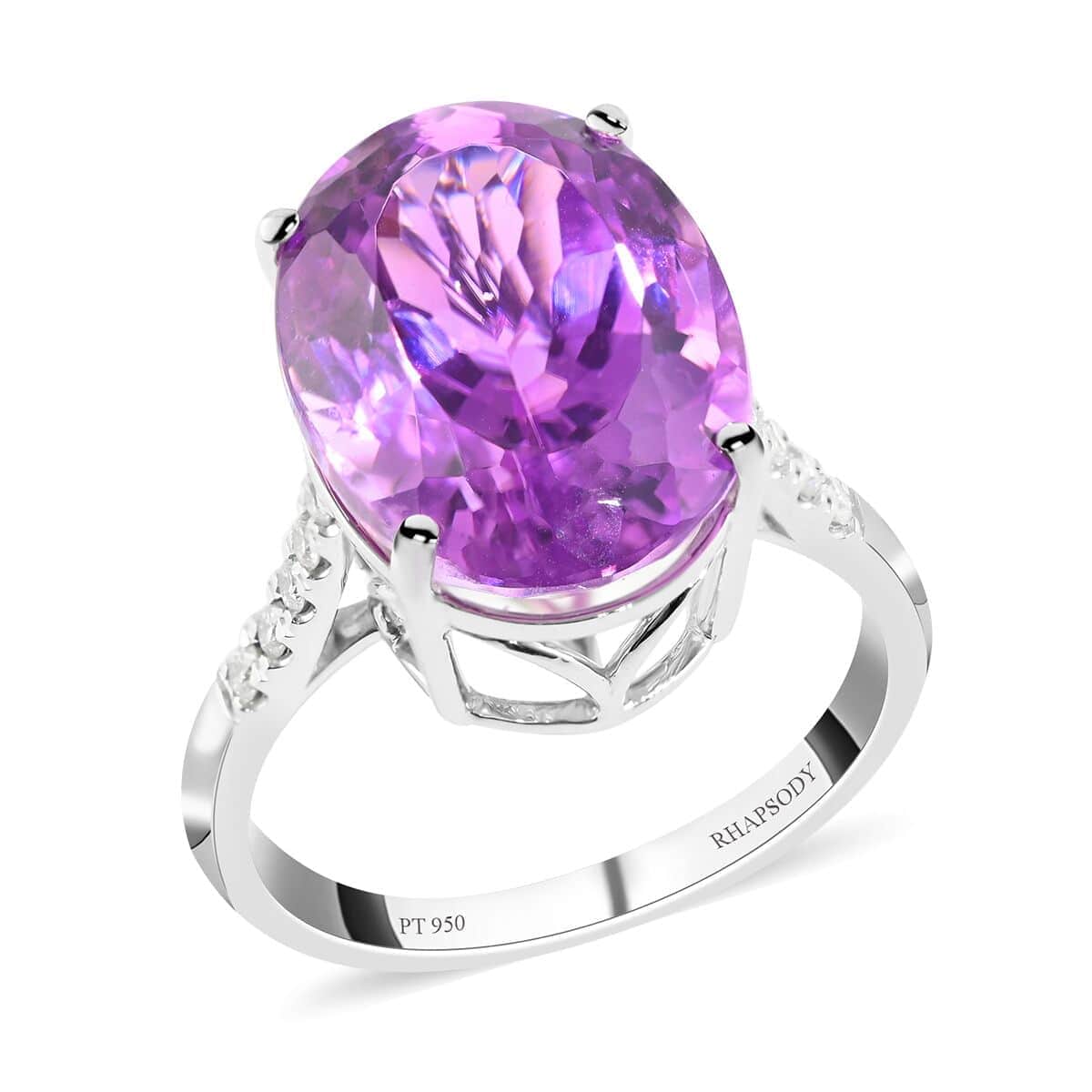 Certified & Appraised Rhapsody 950 Platinum AAAA Patroke Kunzite and E-F VS Diamond Ring (Size 9.0) 6.87 Grams 12.00 ctw image number 0