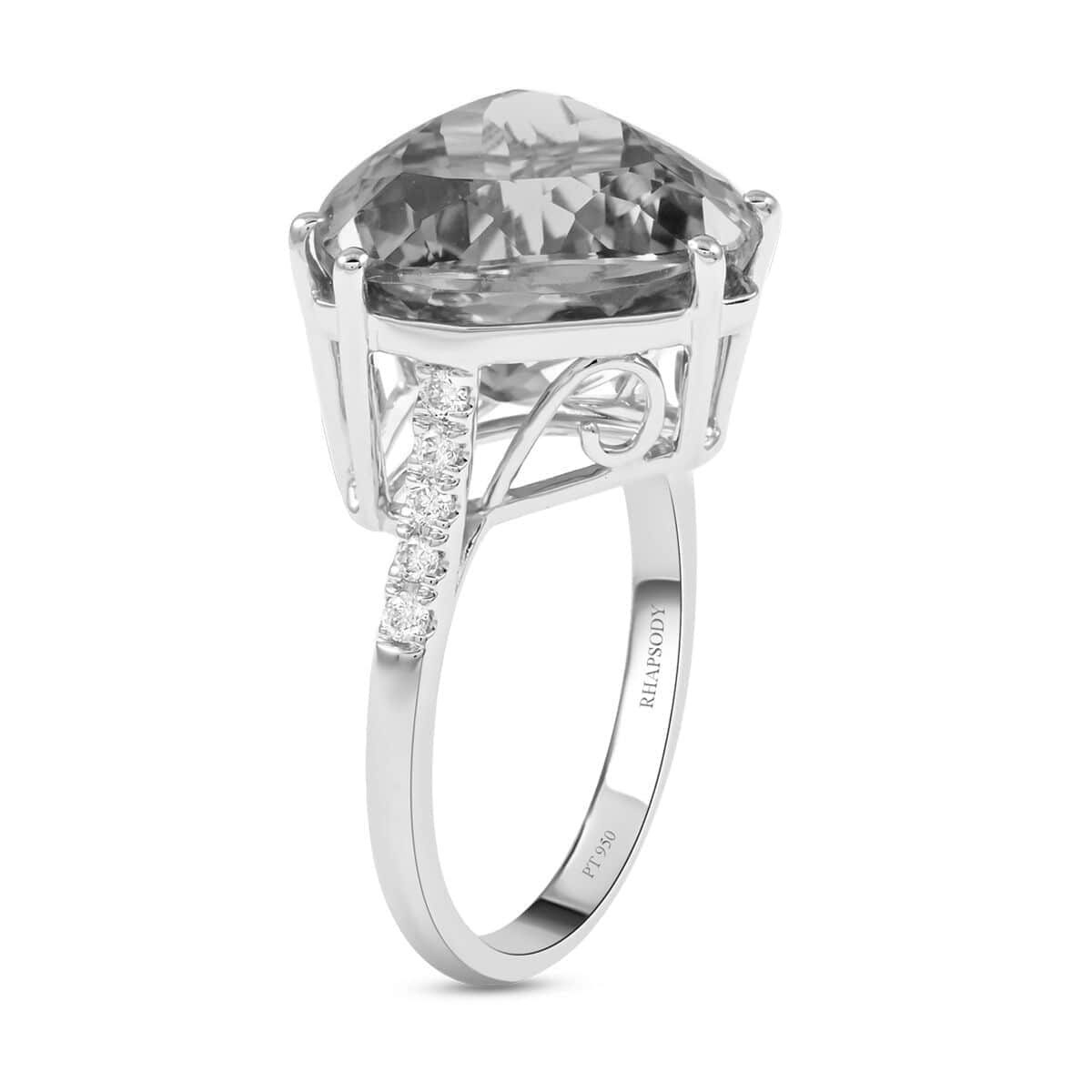 Certified Rhapsody 950 Platinum AAAA Patroke Kunzite and E-F VS Diamond Ring (Size 7.0) 6.25 Grams 12.50 ctw image number 3