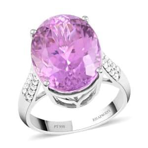 Certified Rhapsody 950 Platinum AAAA Patroke Kunzite and E-F VS Diamond Ring (Size 7.0) 7.90 Grams 13.35 ctw