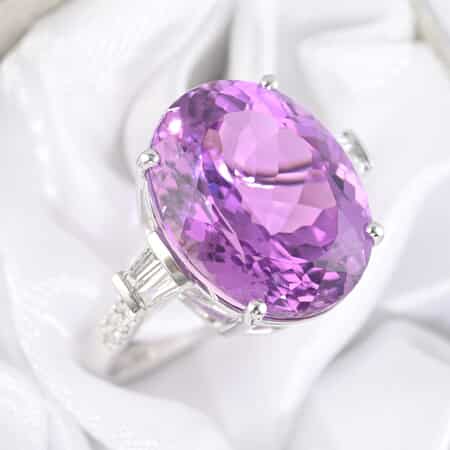 Certified & Appraised Rhapsody 950 Platinum AAAA Patroke Kunzite and E-F VS Diamond Ring (Size 7.0) 7.55 Grams 14.70 ctw image number 1