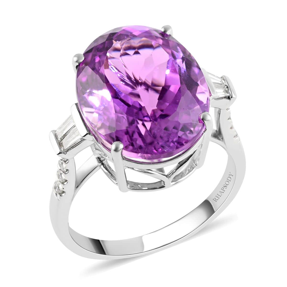 Certified & Appraised Rhapsody 950 Platinum AAAA Patroke Kunzite and E-F VS Diamond Ring (Size 8.0) 7.55 Grams 14.70 ctw image number 0