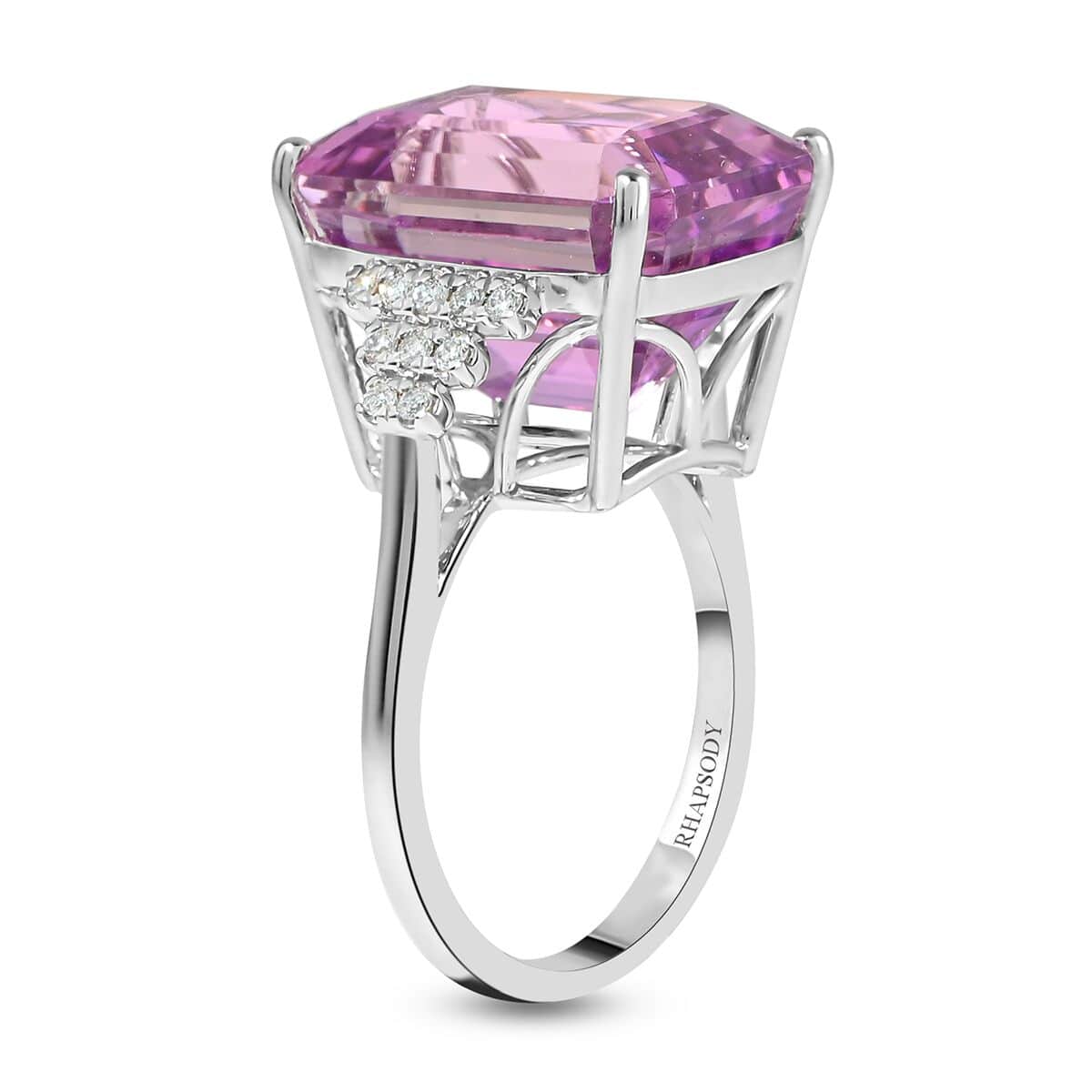 Certified & Appraised RHAPSODY 950 Platinum AAAA Patroke Kunzite and E-F VS Diamond Ring (Size 8.0) 8.40 Grams 18.65 ctw image number 3
