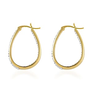 White Austrian Crystal Inside-Out Hoop Earrings in Goldtone