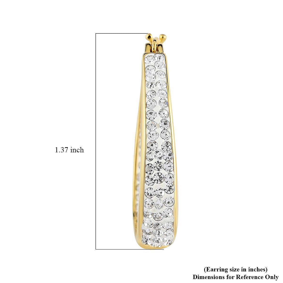 White Austrian Crystal Inside-Out Hoop Earrings in Goldtone image number 4