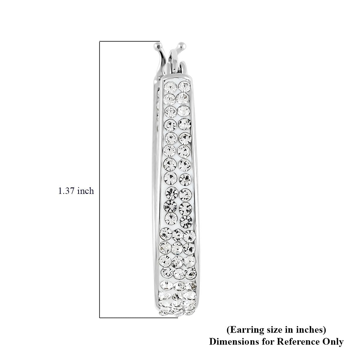 White Austrian Crystal Inside-Out Hoop Earrings in Silvertone image number 4