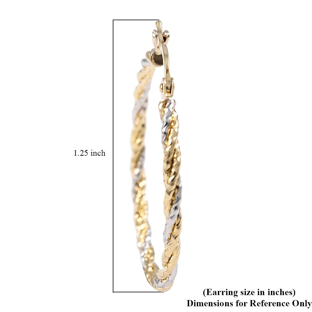14K Yellow and White Gold Diamond Cut Twisted Round Hoop Earrings 2.60 Grams image number 3