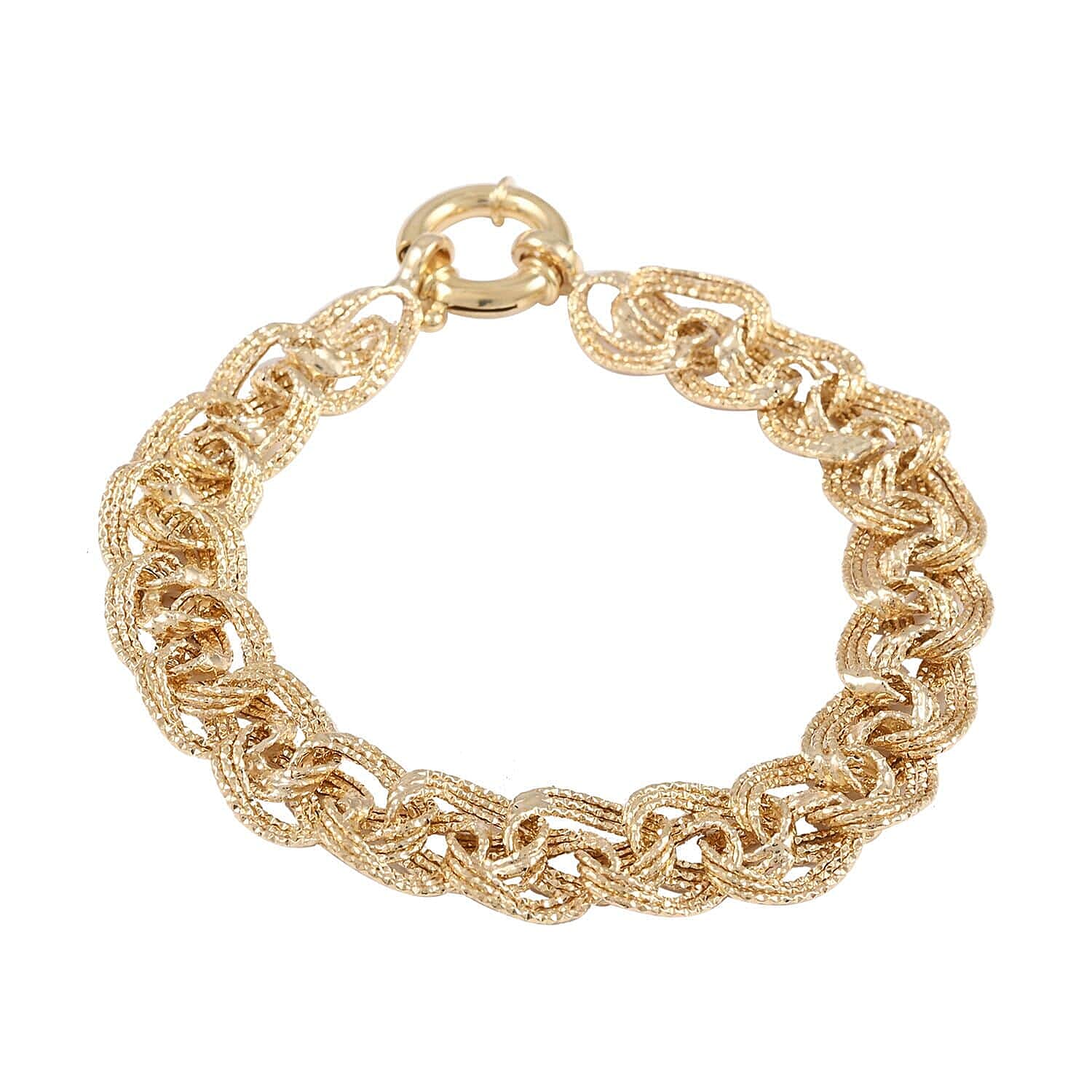 10K Yellow Gold 11mm Diamond Cut Braided Bracelet (7.50 In) 6.60 Grams
