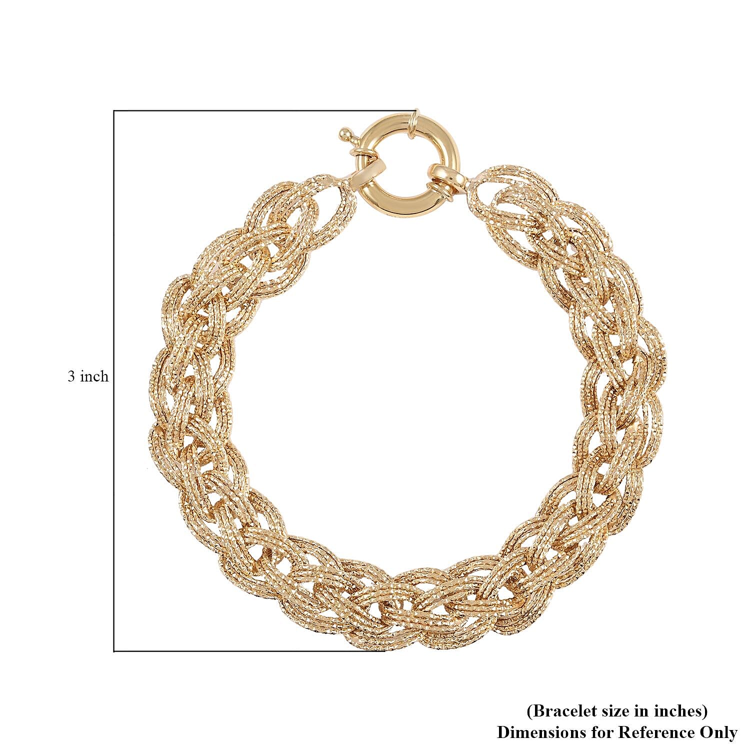 10K Yellow Gold 11mm Diamond Cut Braided Bracelet (7.50 In) 6.60 Grams