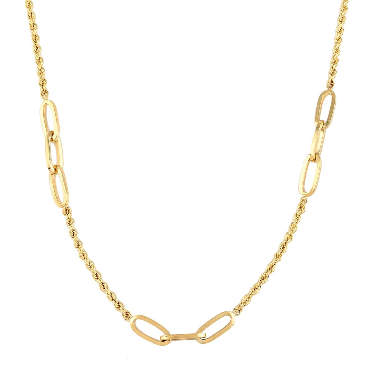 10K Yellow Gold 5mm Rope and Paperclip Chain Necklace 18 Inches 3.20 Grams image number 0