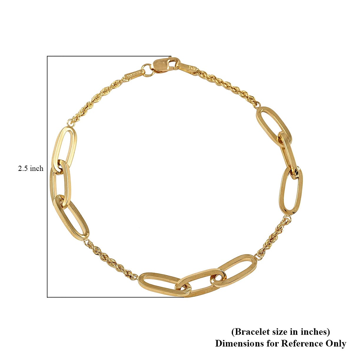 10K Yellow Gold 5.5mm Rope and Paperclip Chain Bracelet (7.25 In) 1.7 Grams image number 4