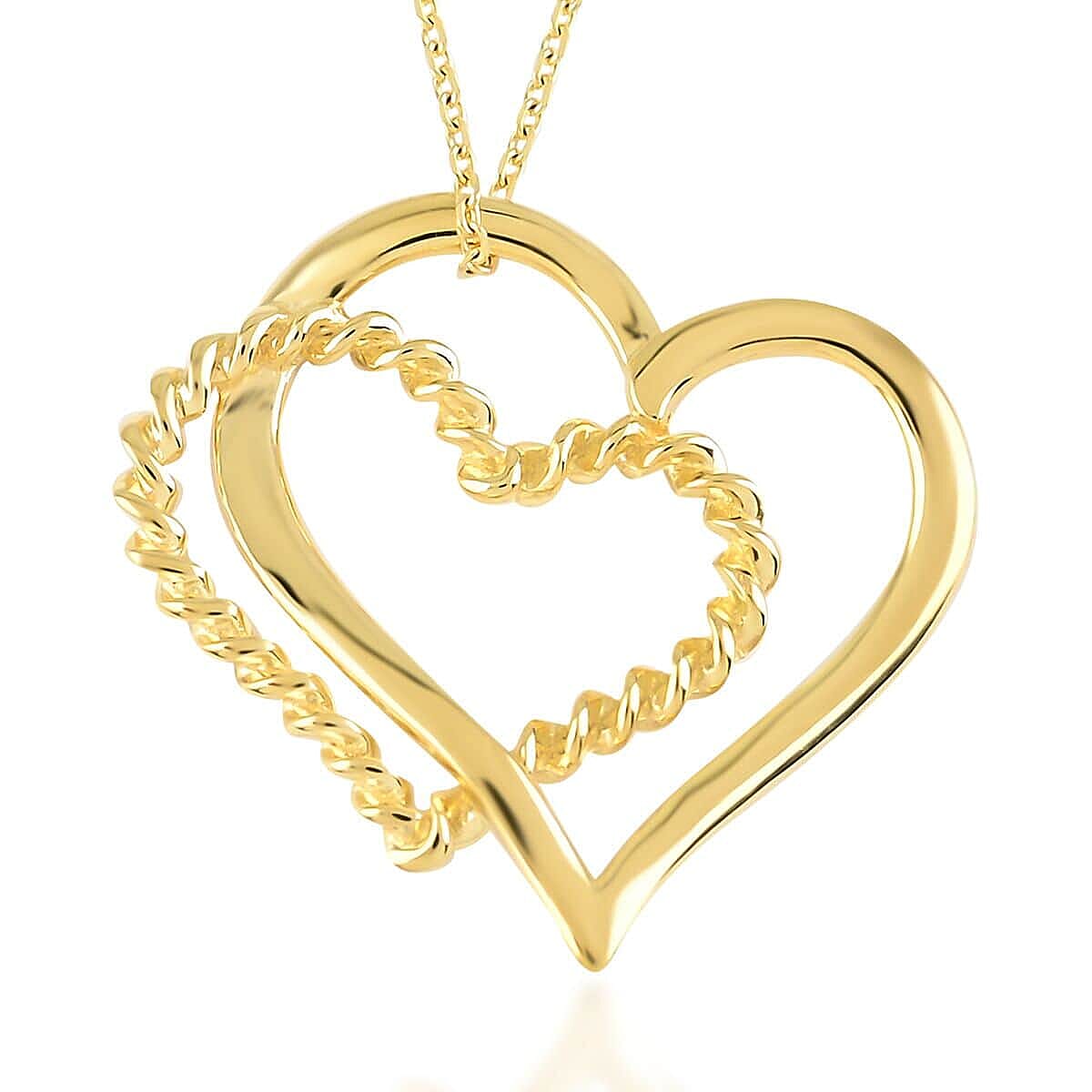 10K Yellow Gold Dangling Double Hearts Necklace 16 Inches 2.10 Grams image number 0