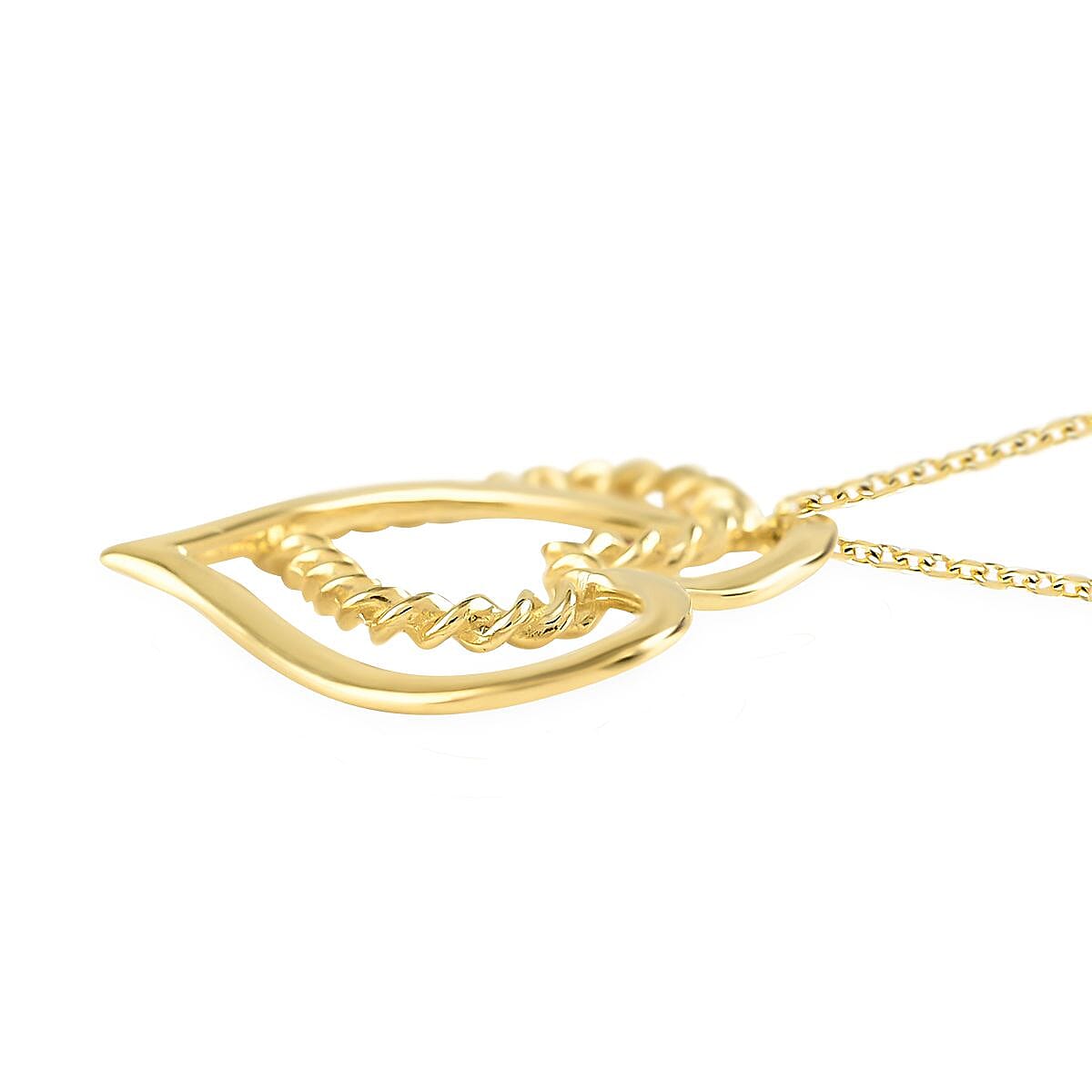 10K Yellow Gold Dangling Double Hearts Necklace 16 Inches 2.10 Grams image number 3