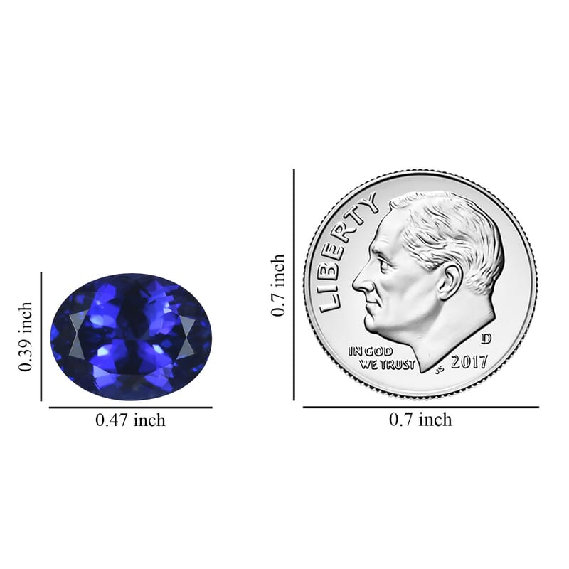 Certified and Appraised AAAA Tanzanite (Ovl 12x10 mm) 5.00 ctw