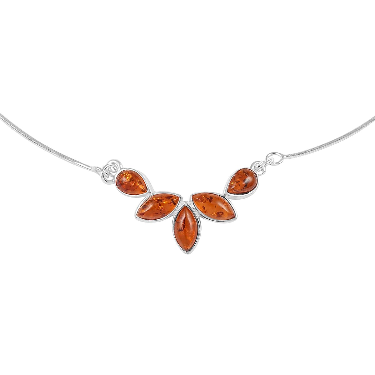 Baltic Cognac Colored Amber Necklace 16 Inches in Sterling Silver image number 2