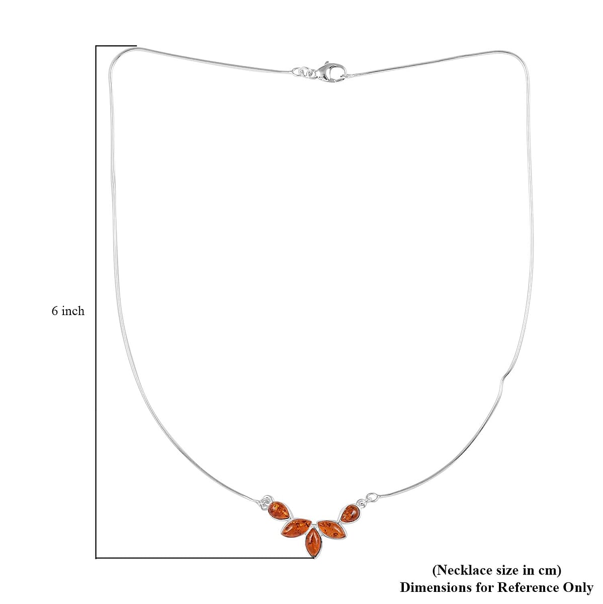 Baltic Cognac Colored Amber Necklace 16 Inches in Sterling Silver image number 4