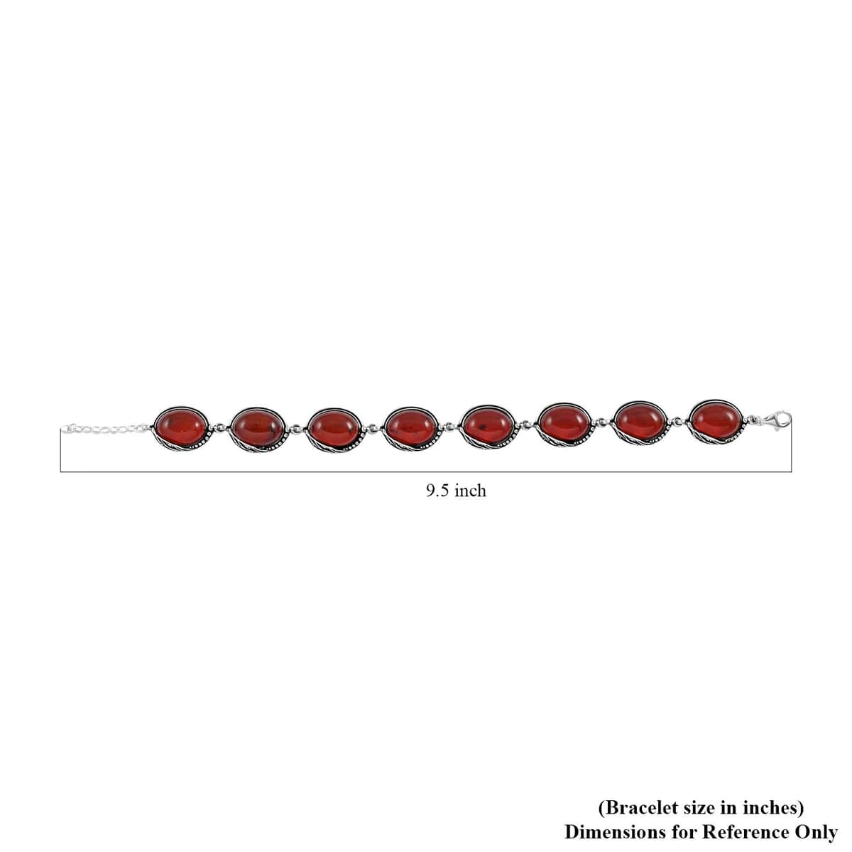 Baltic Cherry Colored Amber Link Bracelet in Sterling Silver (8.50 In) image number 4