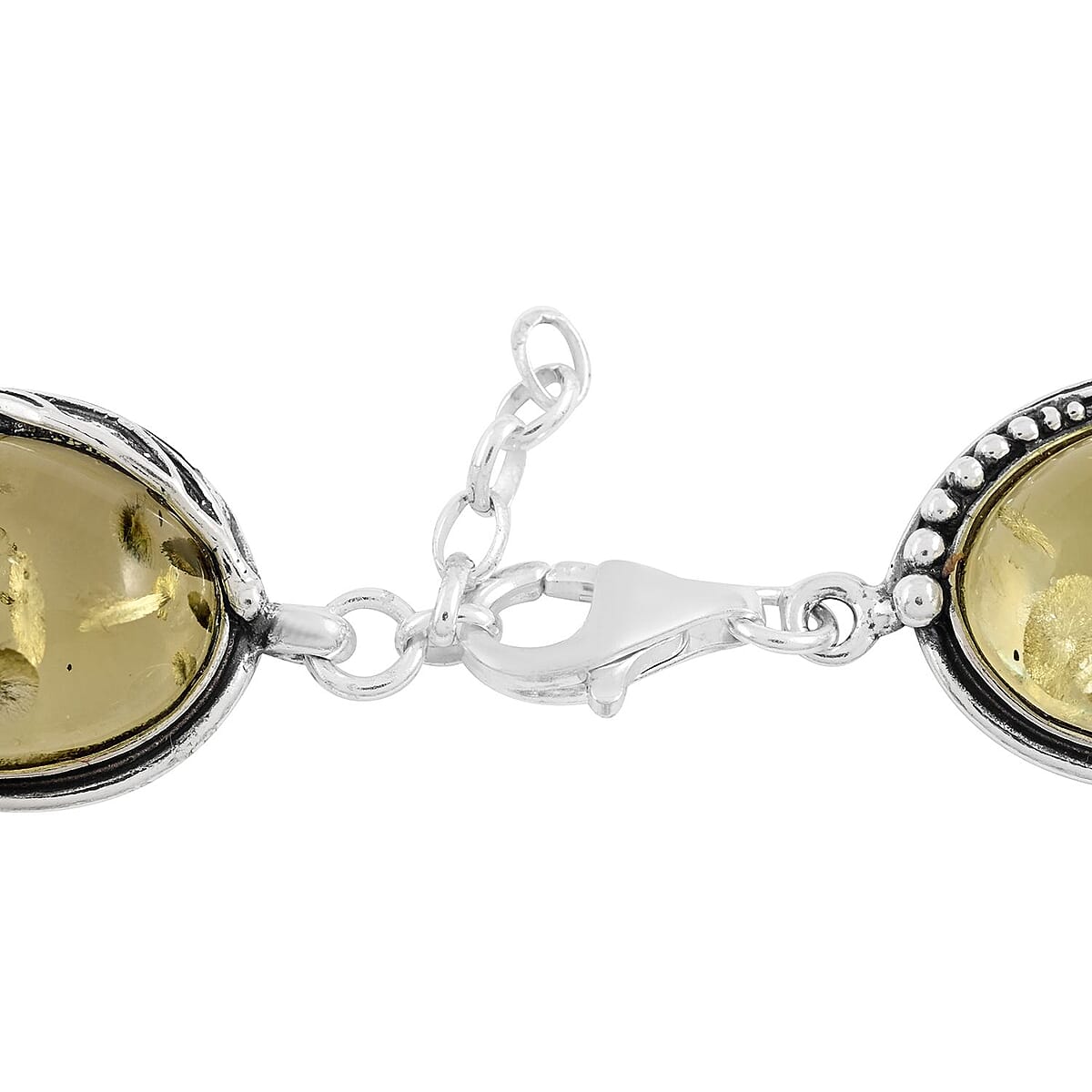 Yellow Colored Amber Link Bracelet in Sterling Silver (8.50 In) image number 3