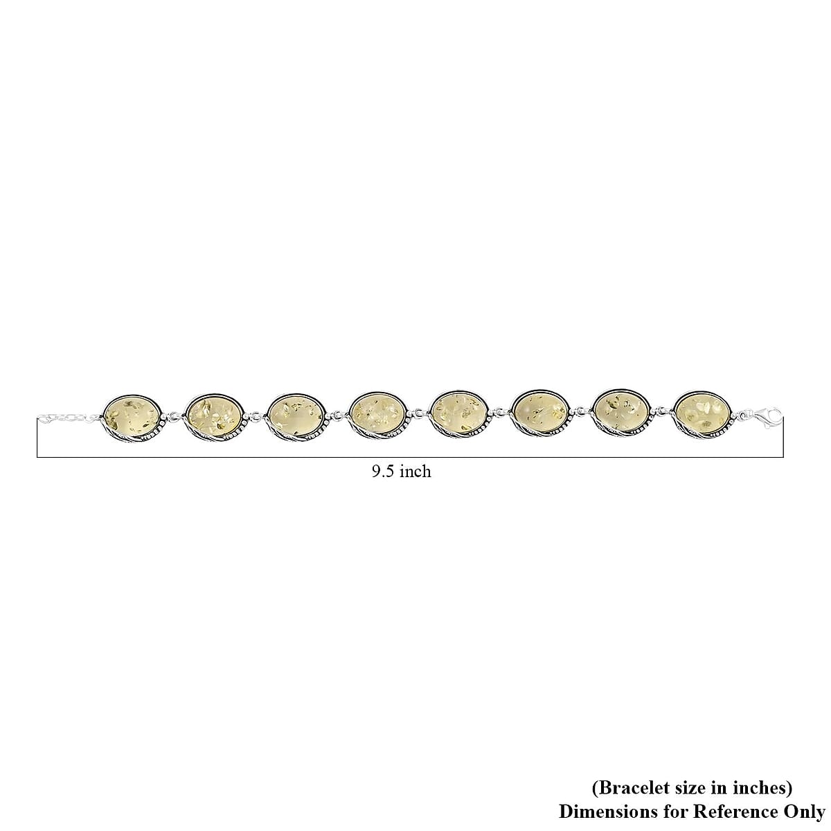 Yellow Colored Amber Link Bracelet in Sterling Silver (8.50 In) image number 4