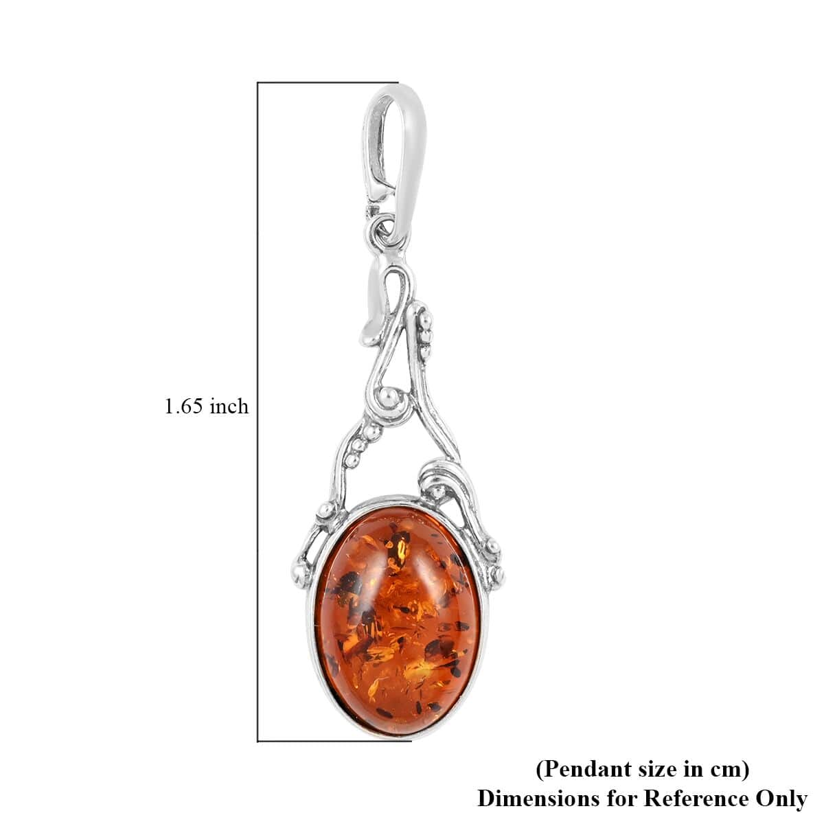 Baltic Cognac Colored Amber Pendant in Sterling Silver image number 3