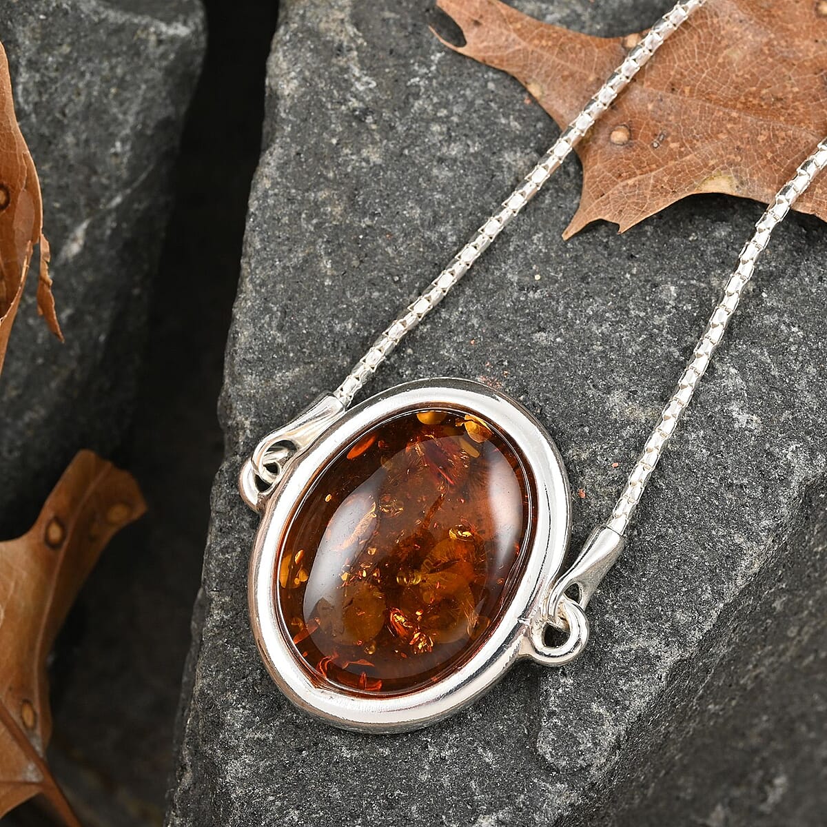 Baltic Cognac Colored Amber Bolo Bracelet in Sterling Silver image number 1